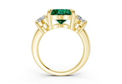 Valencia Emerald Gemstone Three Stone Heart Cut 2mm Engagement Ring
