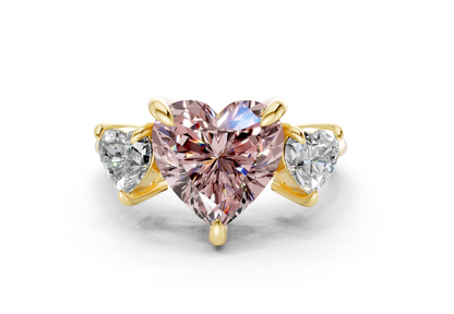 Valencia Pink Diamond Three Stone Heart Cut 2mm Engagement Ring