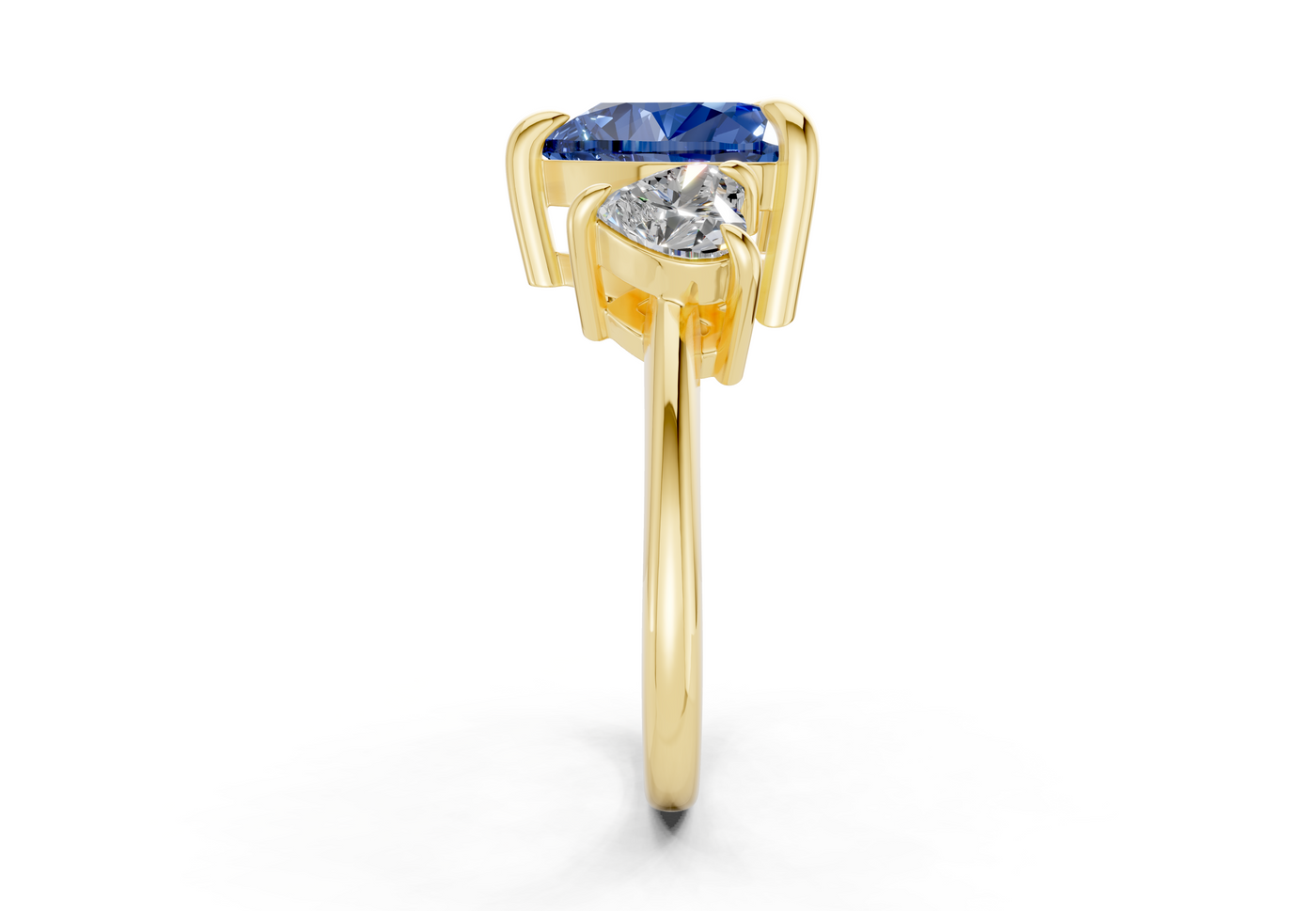 Valencia Sapphire Gemstone Three Stone Heart Cut 2mm Engagement Ring