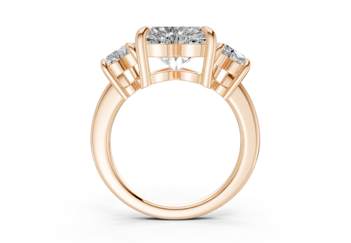 Valencia Diamond Three Stone Heart Cut 2mm Engagement Ring