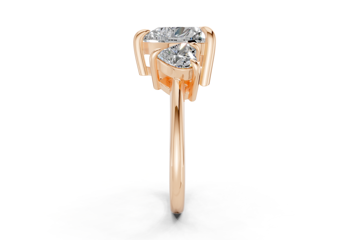 Valencia Diamond Three Stone Heart Cut 2mm Engagement Ring