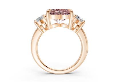 Valencia Pink Diamond Three Stone Heart Cut 2mm Engagement Ring
