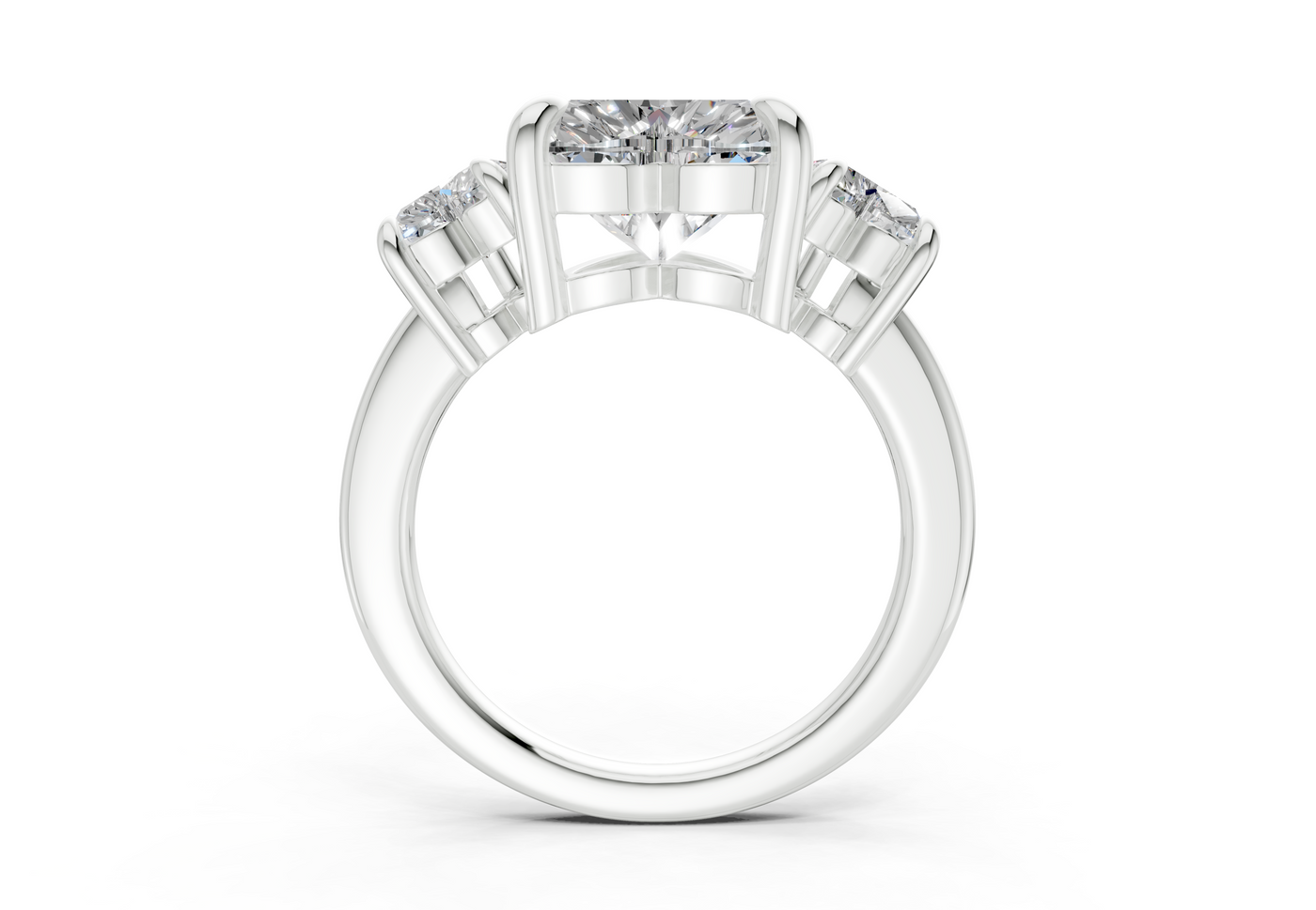 Valencia Diamond Three Stone Heart Cut 2mm Engagement Ring