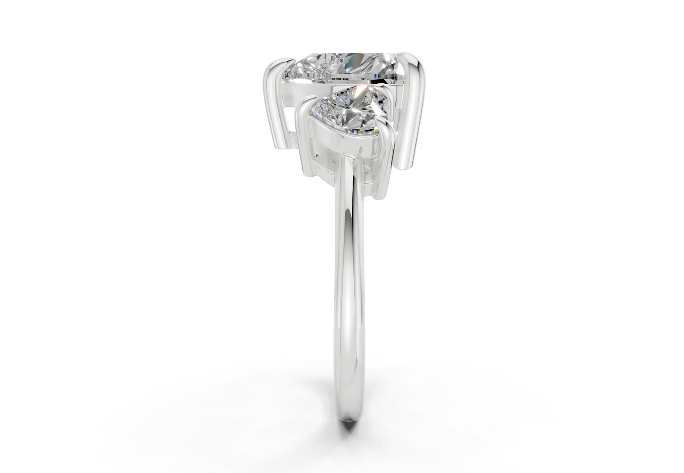 Valencia Diamond Three Stone Heart Cut 2mm Engagement Ring