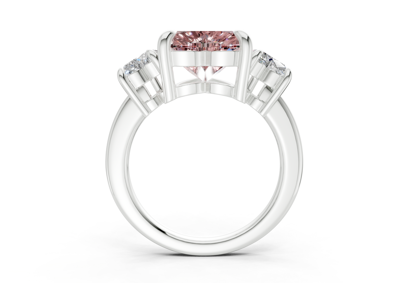 Valencia Pink Diamond Three Stone Heart Cut 2mm Engagement Ring