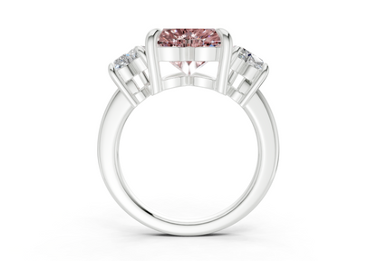 Valencia Pink Diamond Three Stone Heart Cut 2mm Engagement Ring