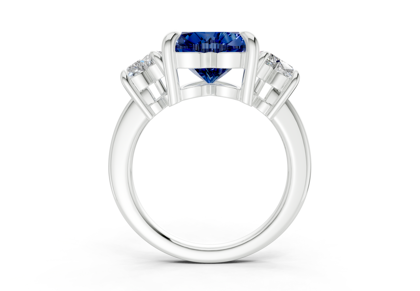 Valencia Sapphire Gemstone Three Stone Heart Cut 2mm Engagement Ring