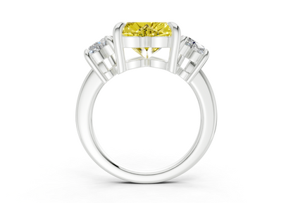 Valencia Yellow Diamond Three Stone Heart Cut 2mm Engagement Ring