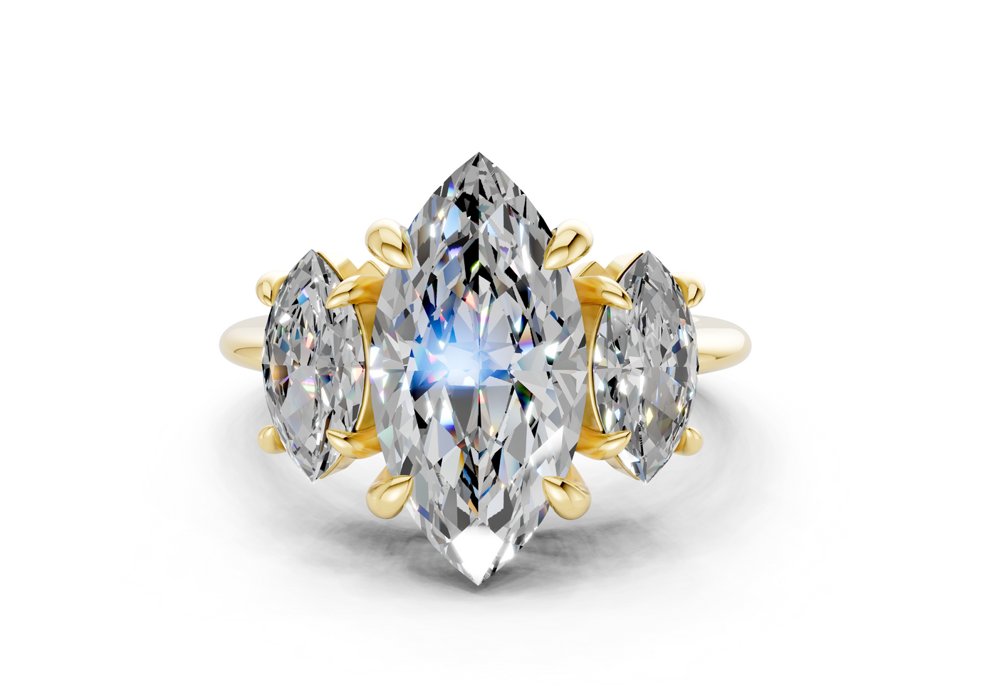 Valencia Diamond Three Stone Marquise Cut 2mm Engagement Ring