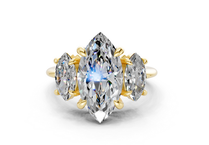 Valencia Diamond Three Stone Marquise Cut 2mm Engagement Ring