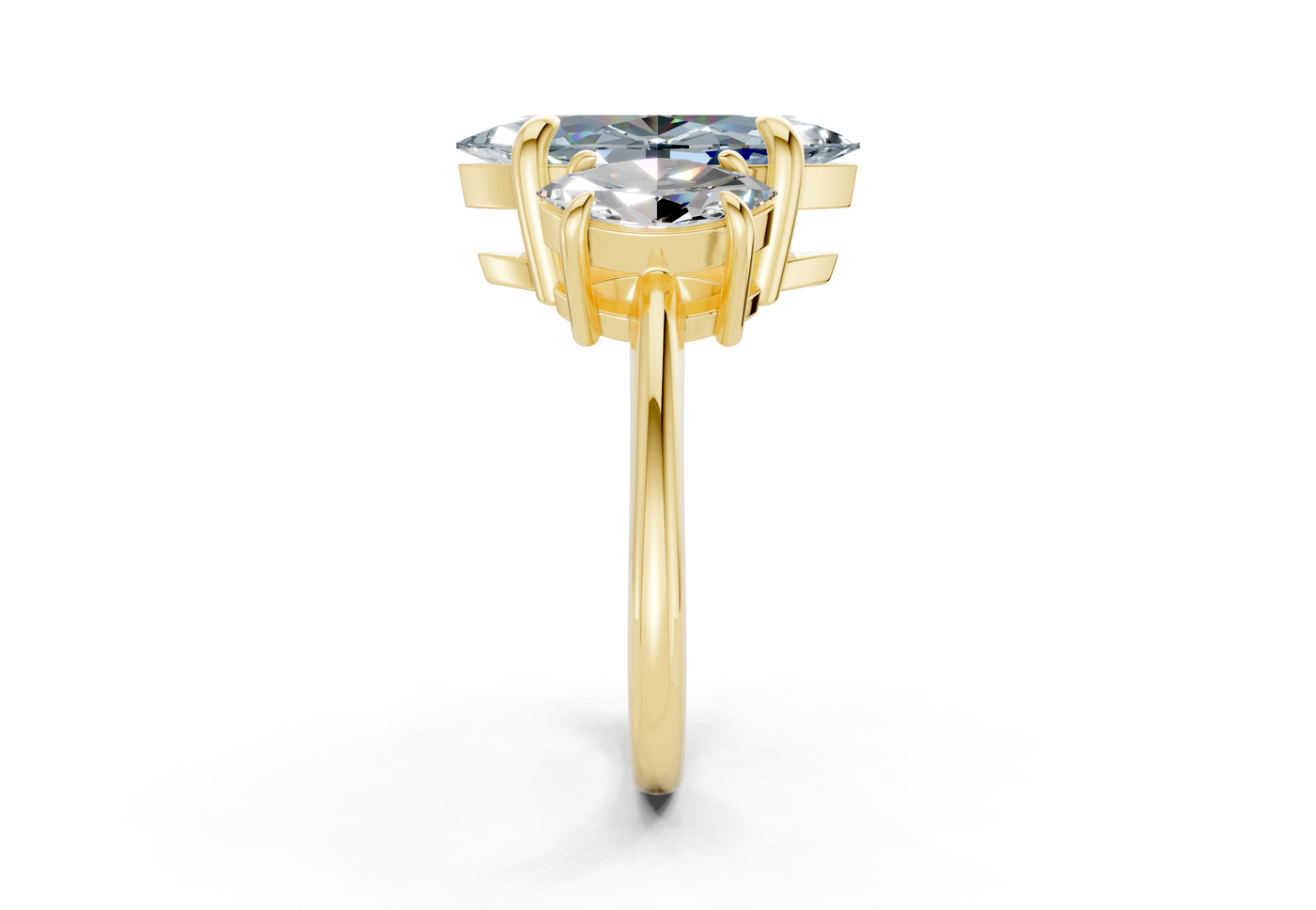 Valencia Blue Diamond Three Stone Marquise Cut 2mm Engagement Ring