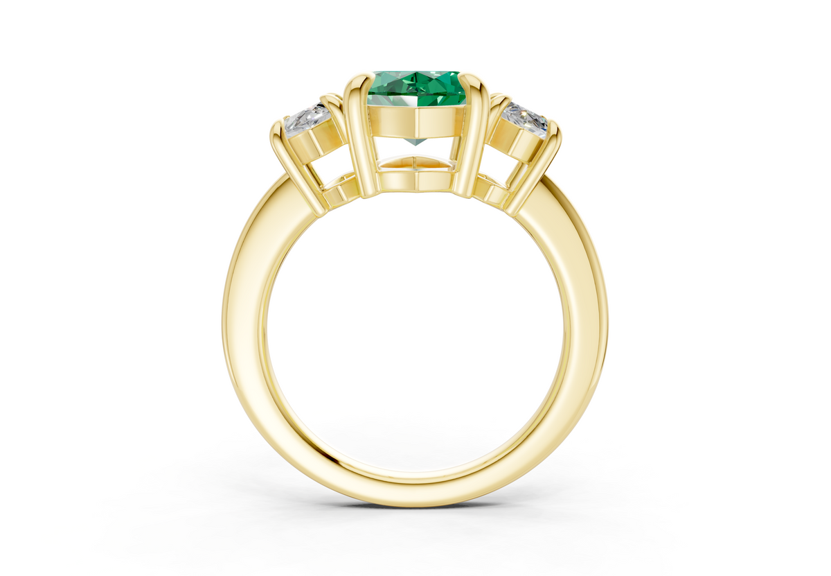 Valencia Emerald Gemstone Three Stone Marquise Cut 2mm Engagement Ring