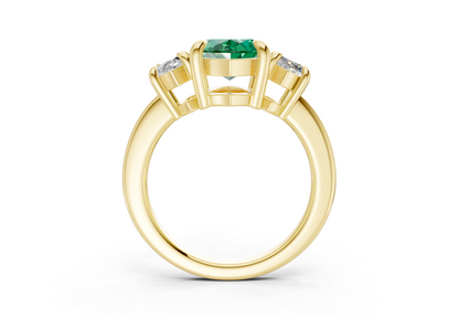 Valencia Emerald Gemstone Three Stone Marquise Cut 2mm Engagement Ring