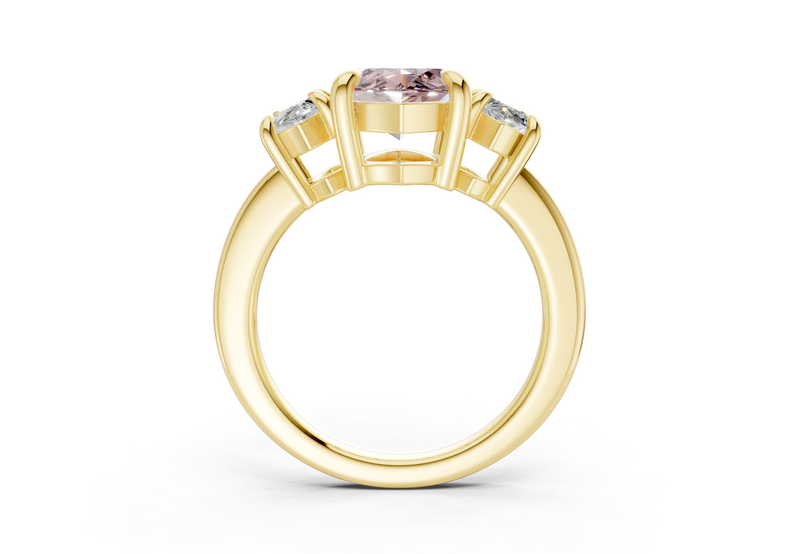 Valencia Pink Diamond Three Stone Marquise Cut 2mm Engagement Ring