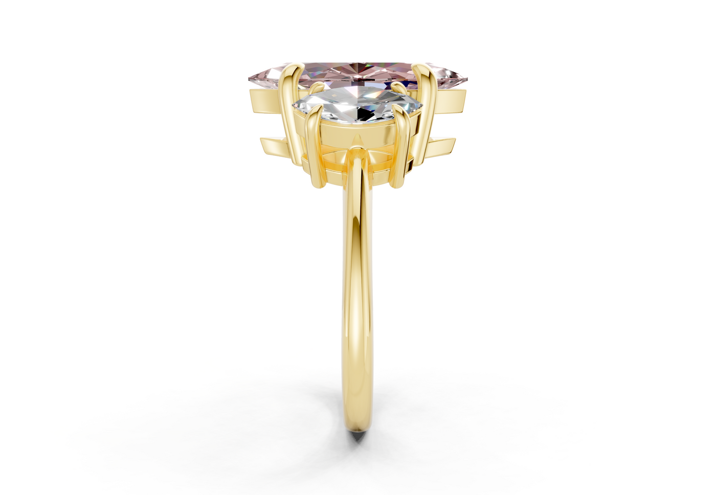 Valencia Pink Diamond Three Stone Marquise Cut 2mm Engagement Ring