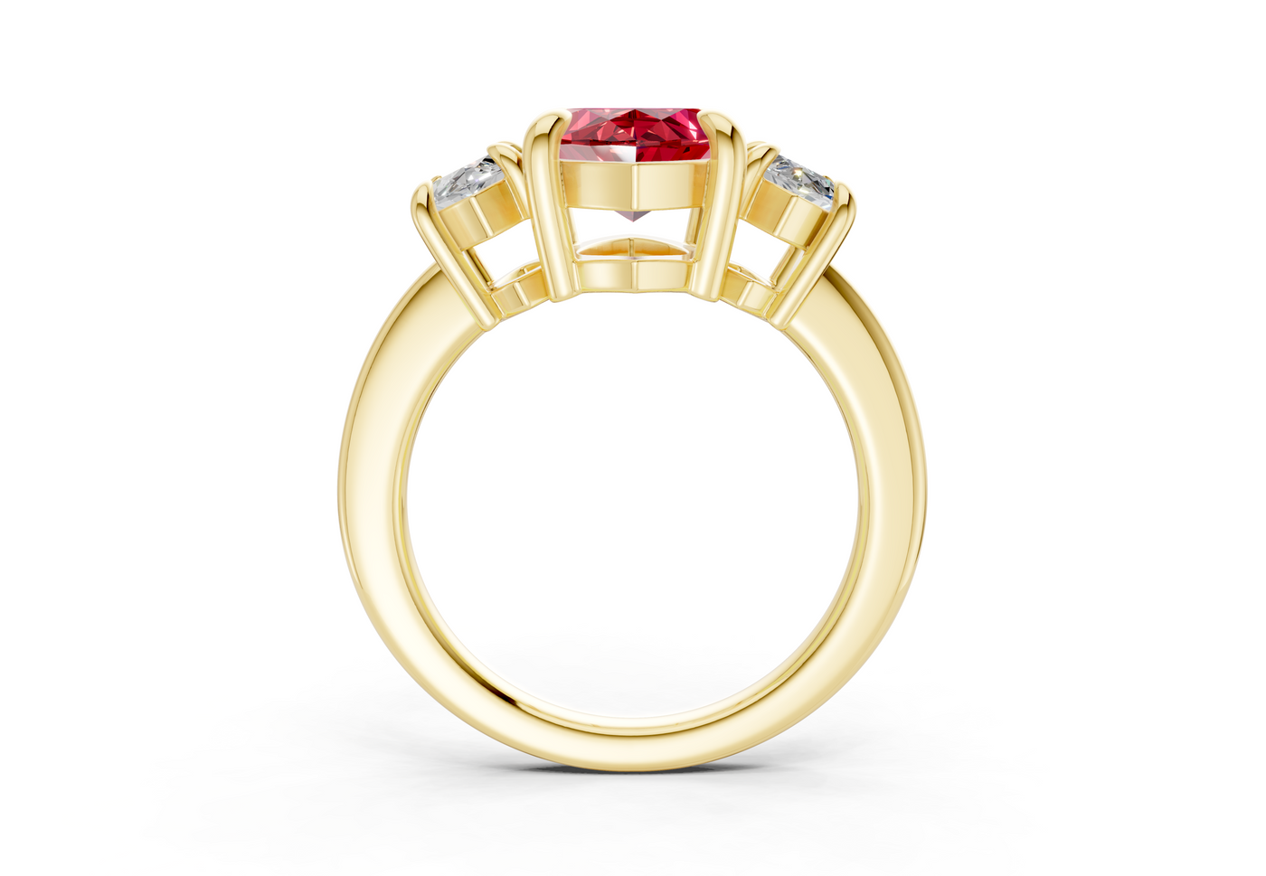 Valencia Ruby Gemstone Three Stone Marquise Cut 2mm Engagement Ring