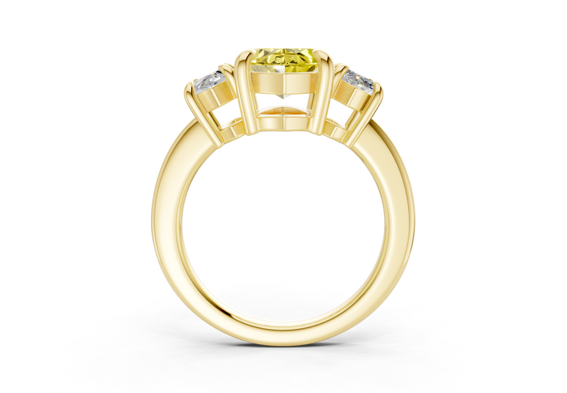 Valencia Yellow Diamond Three Stone Marquise Cut 2mm Engagement Ring
