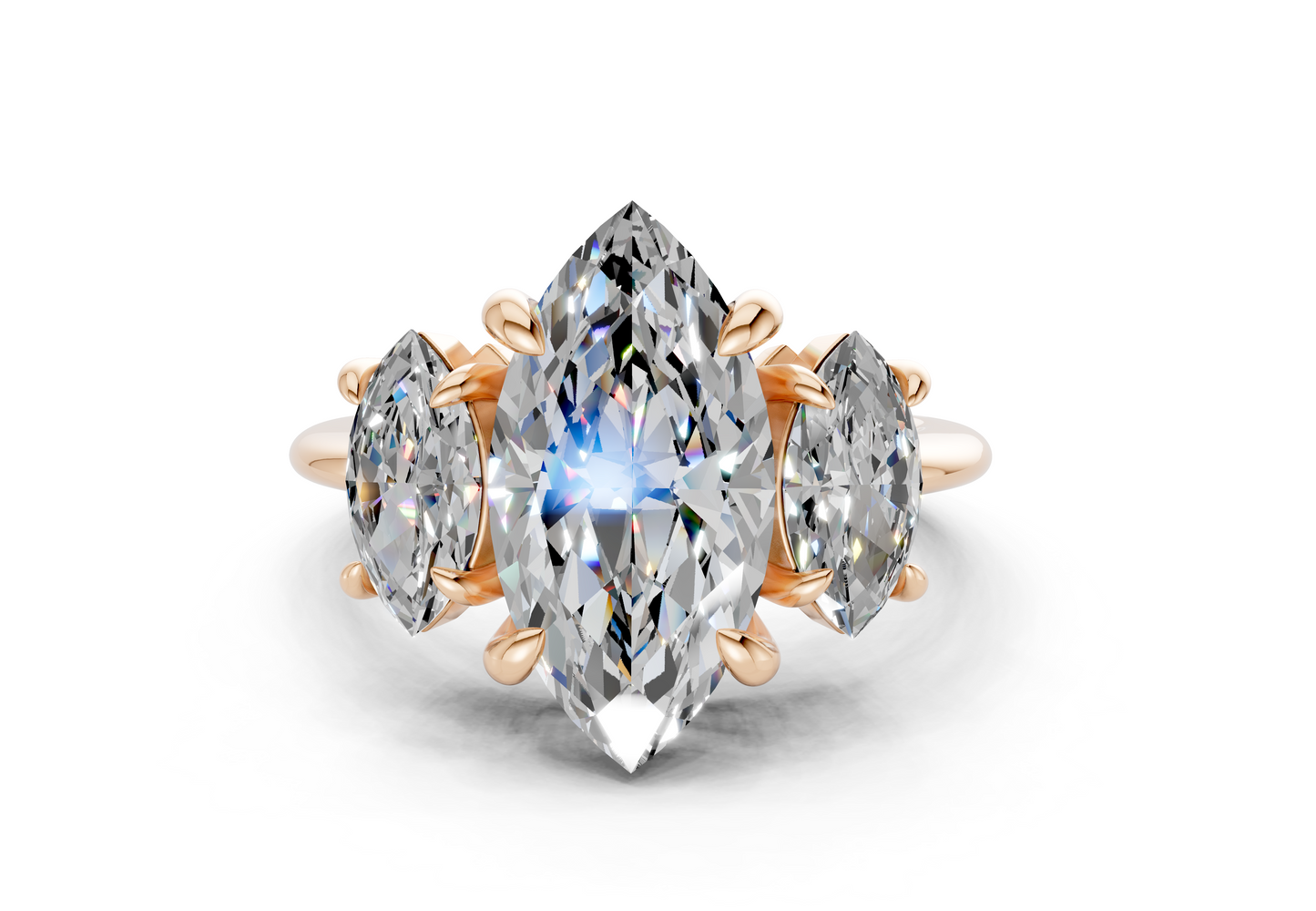 Valencia Diamond Three Stone Marquise Cut 2mm Engagement Ring