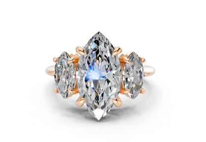Valencia Diamond Three Stone Marquise Cut 2mm Engagement Ring