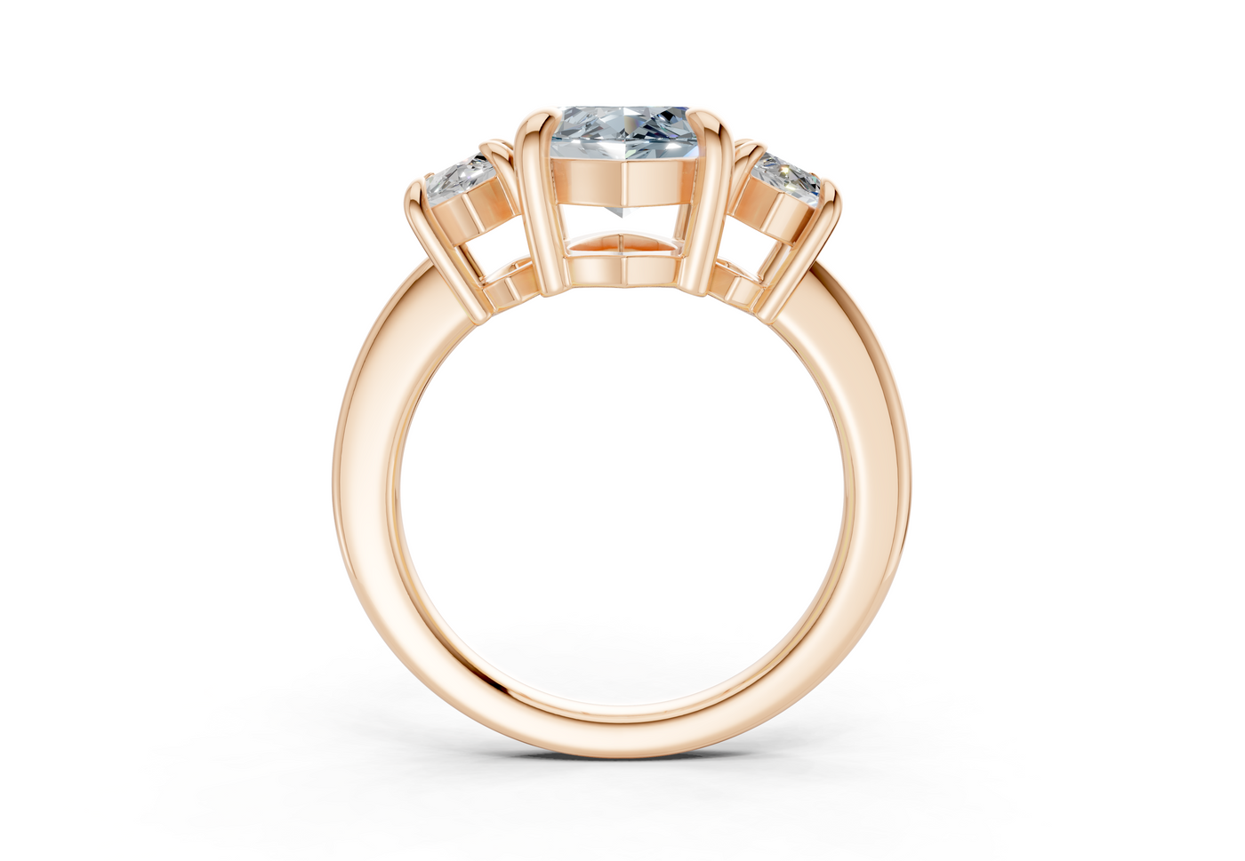Valencia Blue Diamond Three Stone Marquise Cut 2mm Engagement Ring