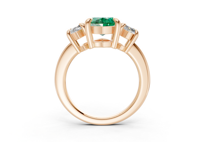 Valencia Emerald Gemstone Three Stone Marquise Cut 2mm Engagement Ring