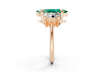 Valencia Emerald Gemstone Three Stone Marquise Cut 2mm Engagement Ring