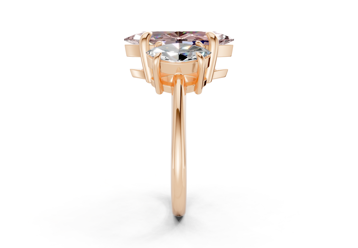 Valencia Pink Diamond Three Stone Marquise Cut 2mm Engagement Ring