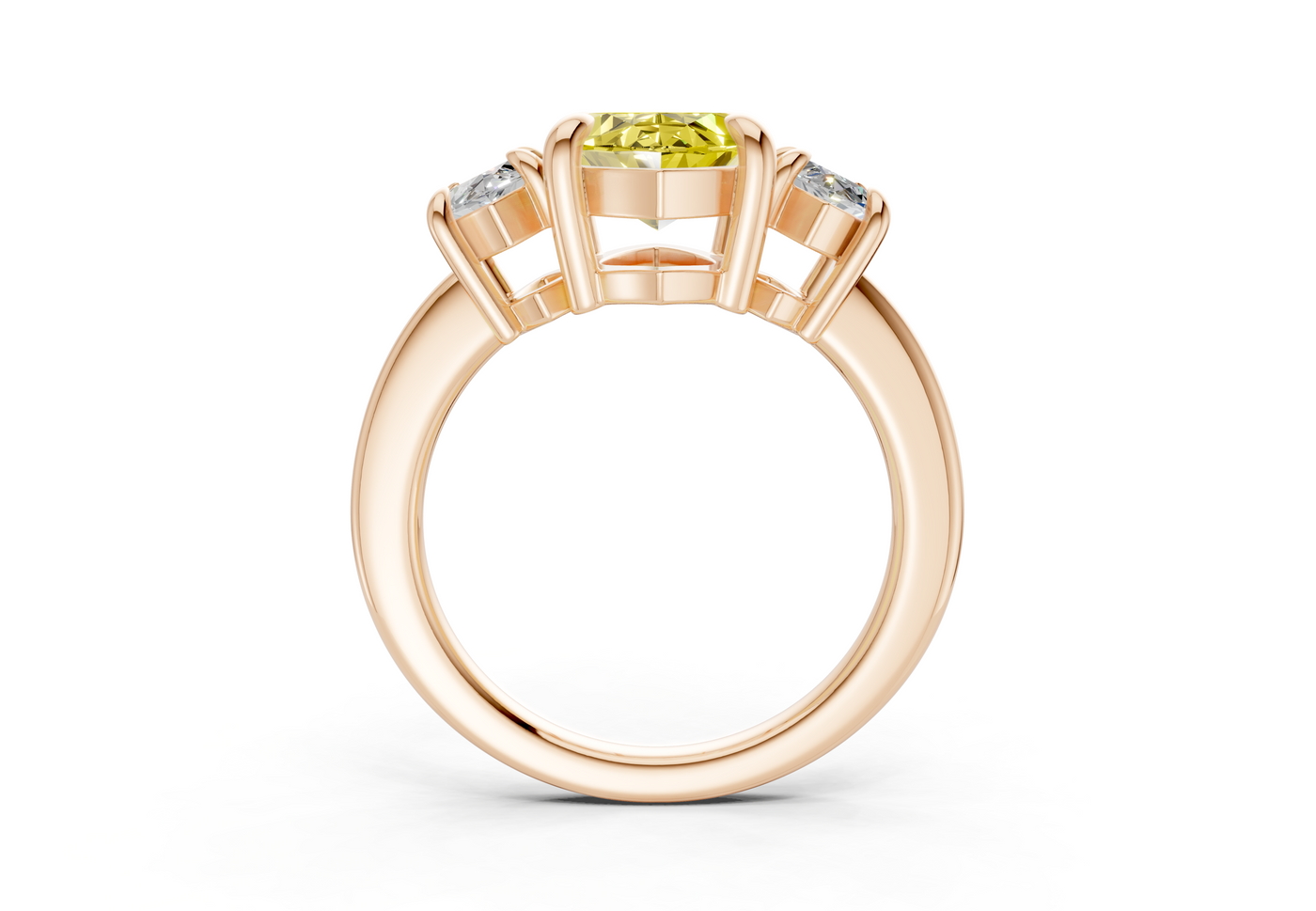 Valencia Yellow Diamond Three Stone Marquise Cut 2mm Engagement Ring