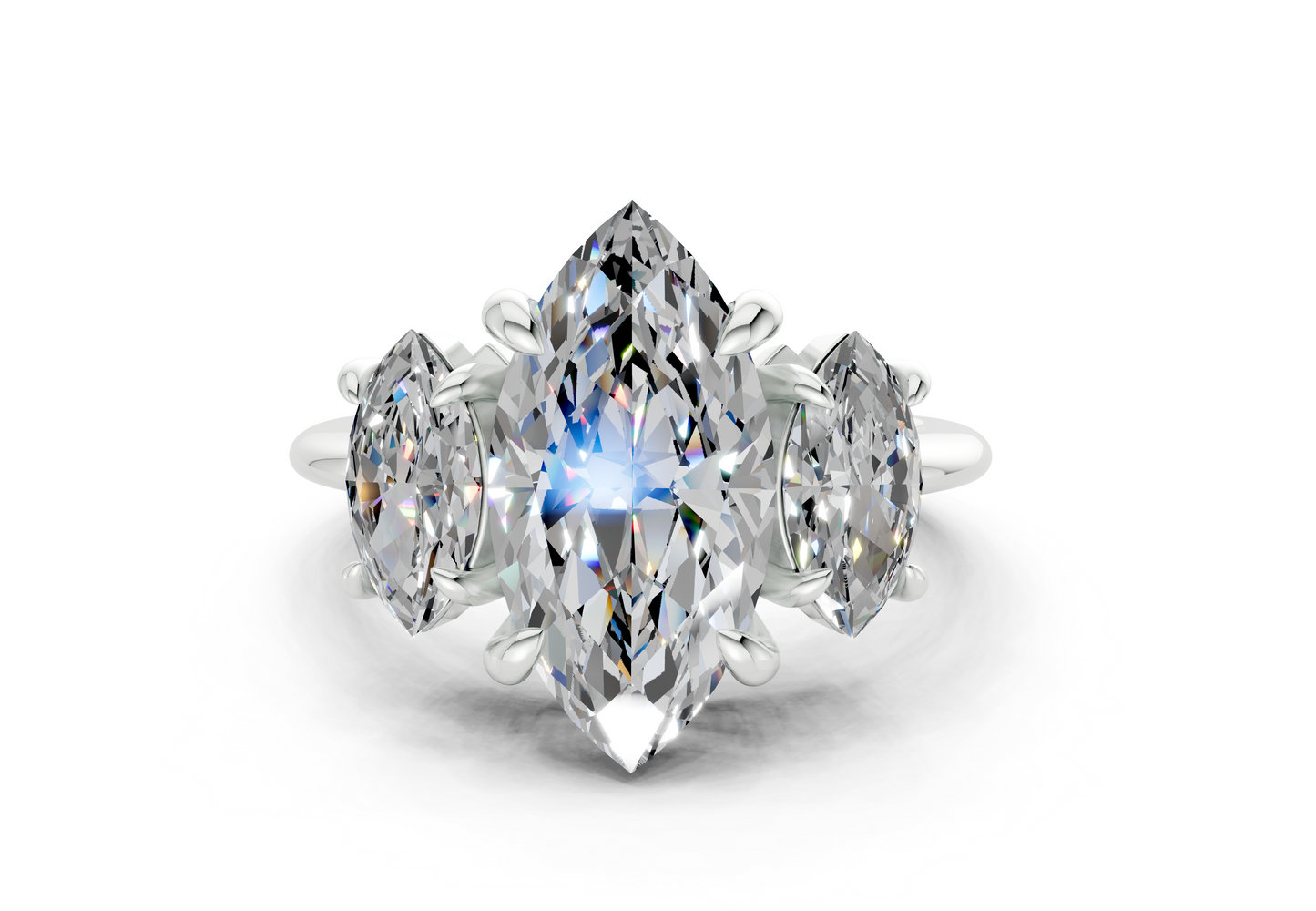 Valencia Diamond Three Stone Marquise Cut 2mm Engagement Ring