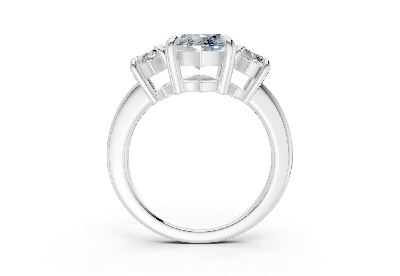 Valencia Blue Diamond Three Stone Marquise Cut 2mm Engagement Ring