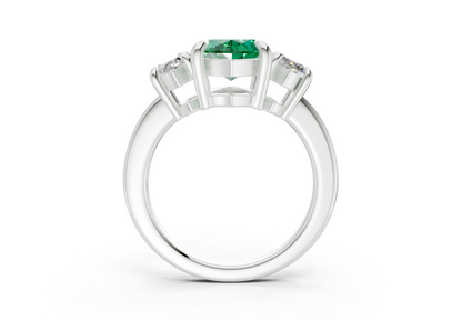 Valencia Emerald Gemstone Three Stone Marquise Cut 2mm Engagement Ring