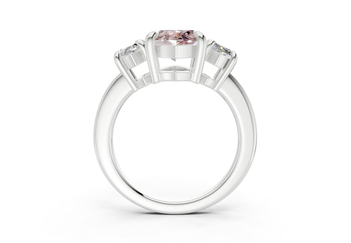 Valencia Pink Diamond Three Stone Marquise Cut 2mm Engagement Ring