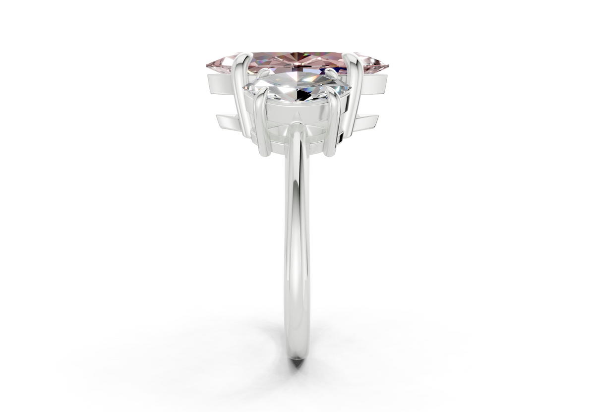 Valencia Pink Diamond Three Stone Marquise Cut 2mm Engagement Ring