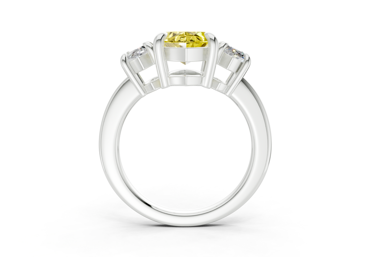 Valencia Yellow Diamond Three Stone Marquise Cut 2mm Engagement Ring
