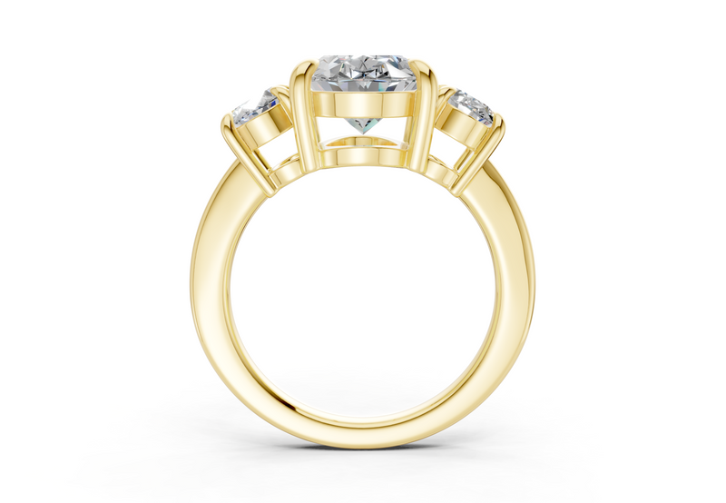 Valencia Diamond Three Stone Oval Cut 2mm Engagement Ring