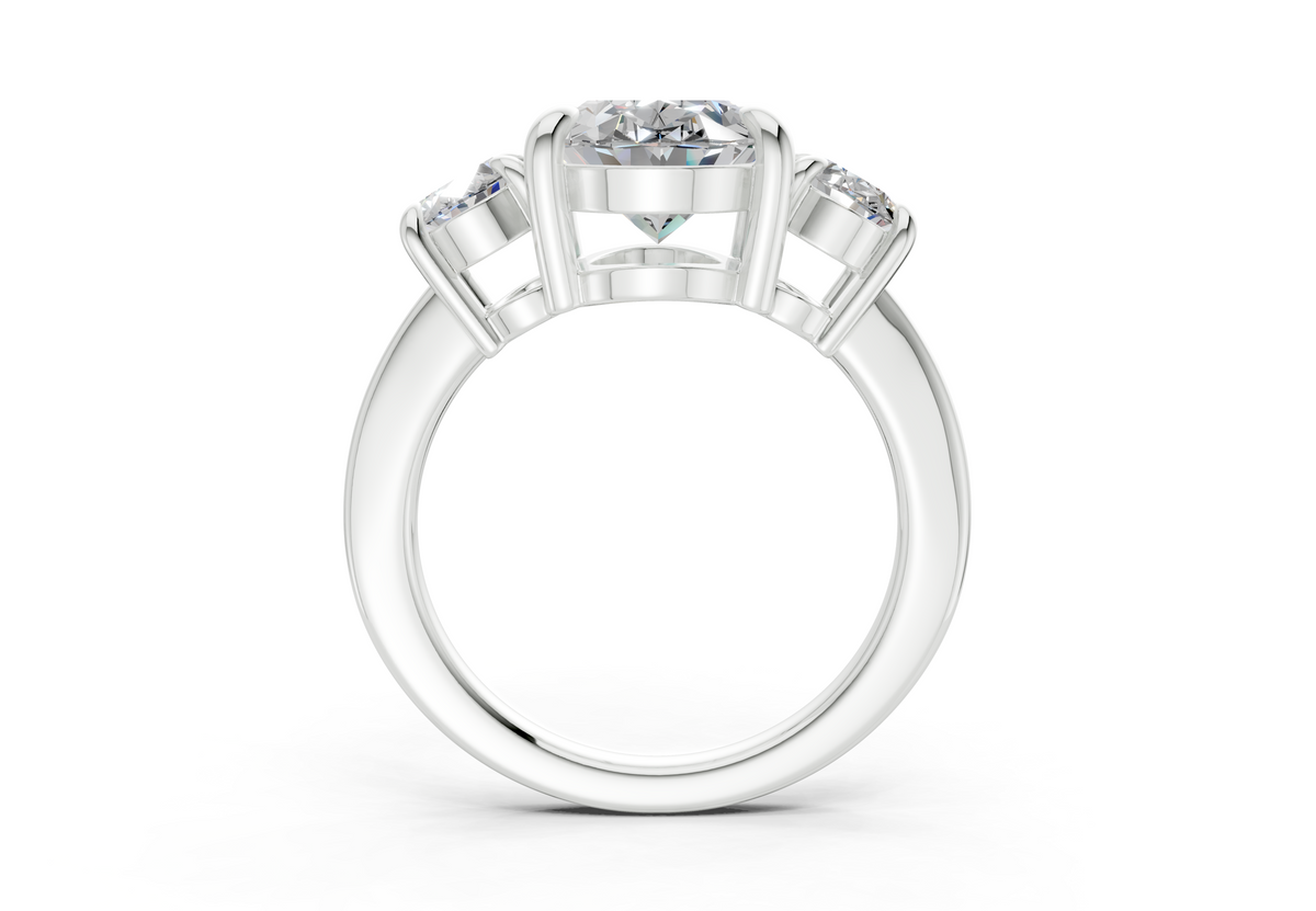 Valencia Diamond Three Stone Oval Cut 2mm Engagement Ring
