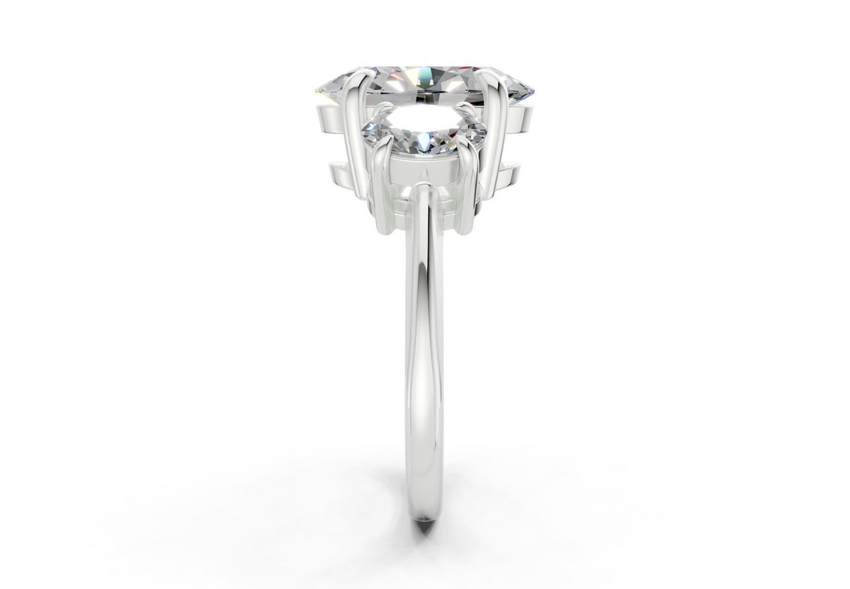 Valencia Diamond Three Stone Oval Cut 2mm Engagement Ring