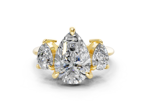Valencia Diamond Three Stone Pear Cut 2mm Engagement Ring