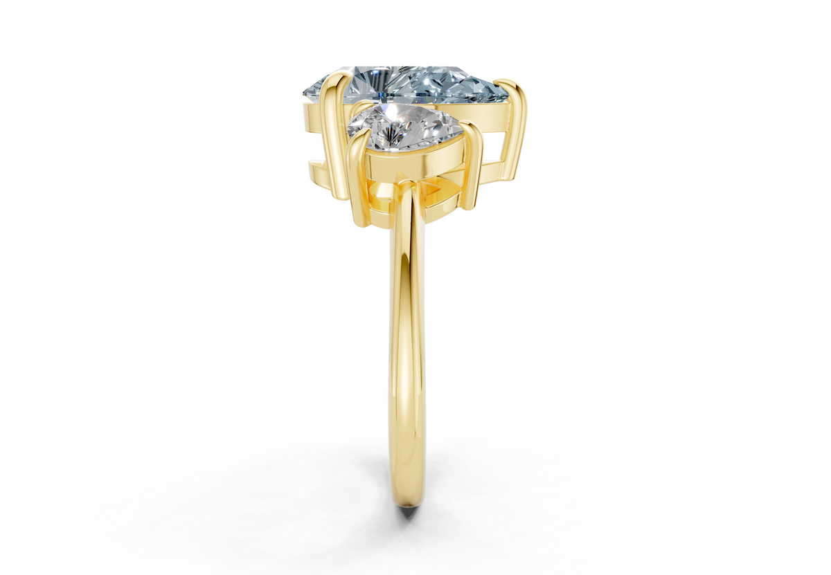Valencia Blue Diamond Three Stone Pear Cut 2mm Engagement Ring