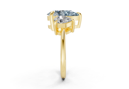 Valencia Blue Diamond Three Stone Pear Cut 2mm Engagement Ring