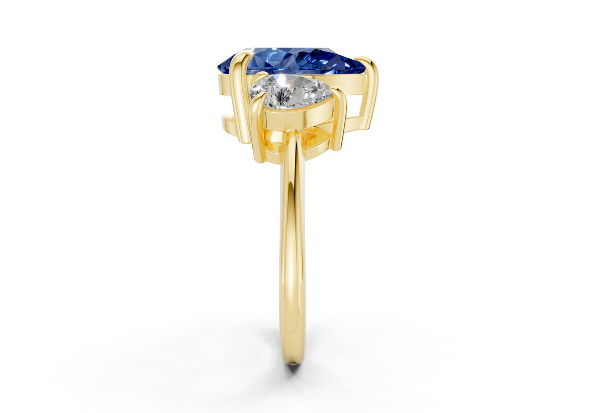 Valencia Sapphire Gemstone Three Stone Pear Cut 2mm Engagement Ring