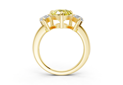 Valencia Yellow Diamond Three Stone Pear Cut 2mm Engagement Ring