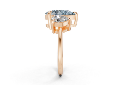 Valencia Blue Diamond Three Stone Pear Cut 2mm Engagement Ring
