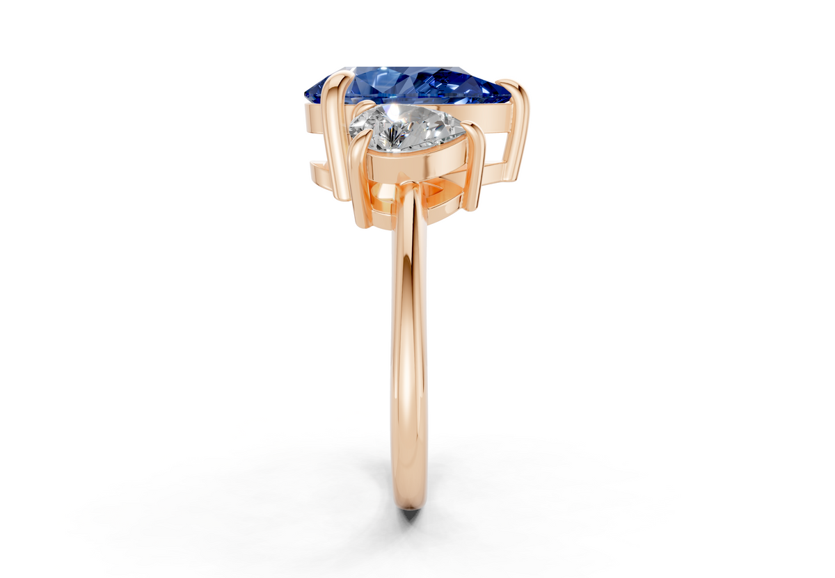 Valencia Sapphire Gemstone Three Stone Pear Cut 2mm Engagement Ring