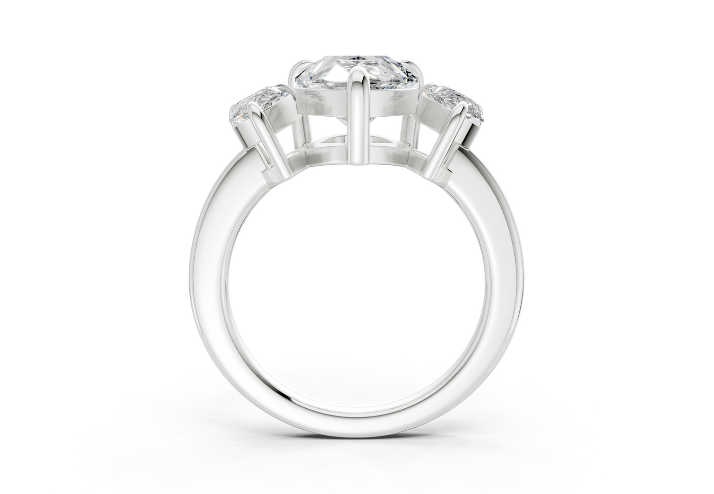 Valencia Diamond Three Stone Pear Cut 2mm Engagement Ring