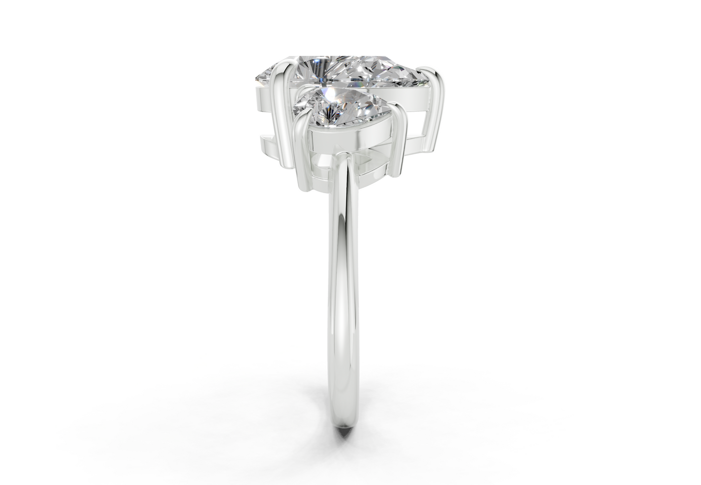Valencia Diamond Three Stone Pear Cut 2mm Engagement Ring