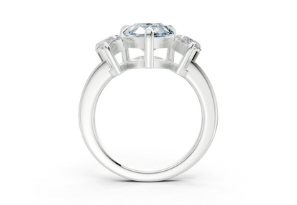 Valencia Blue Diamond Three Stone Pear Cut 2mm Engagement Ring