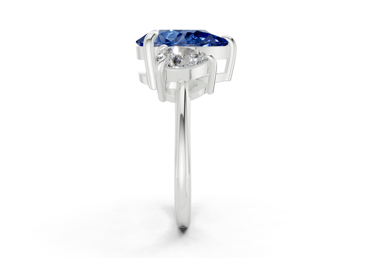 Valencia Sapphire Gemstone Three Stone Pear Cut 2mm Engagement Ring