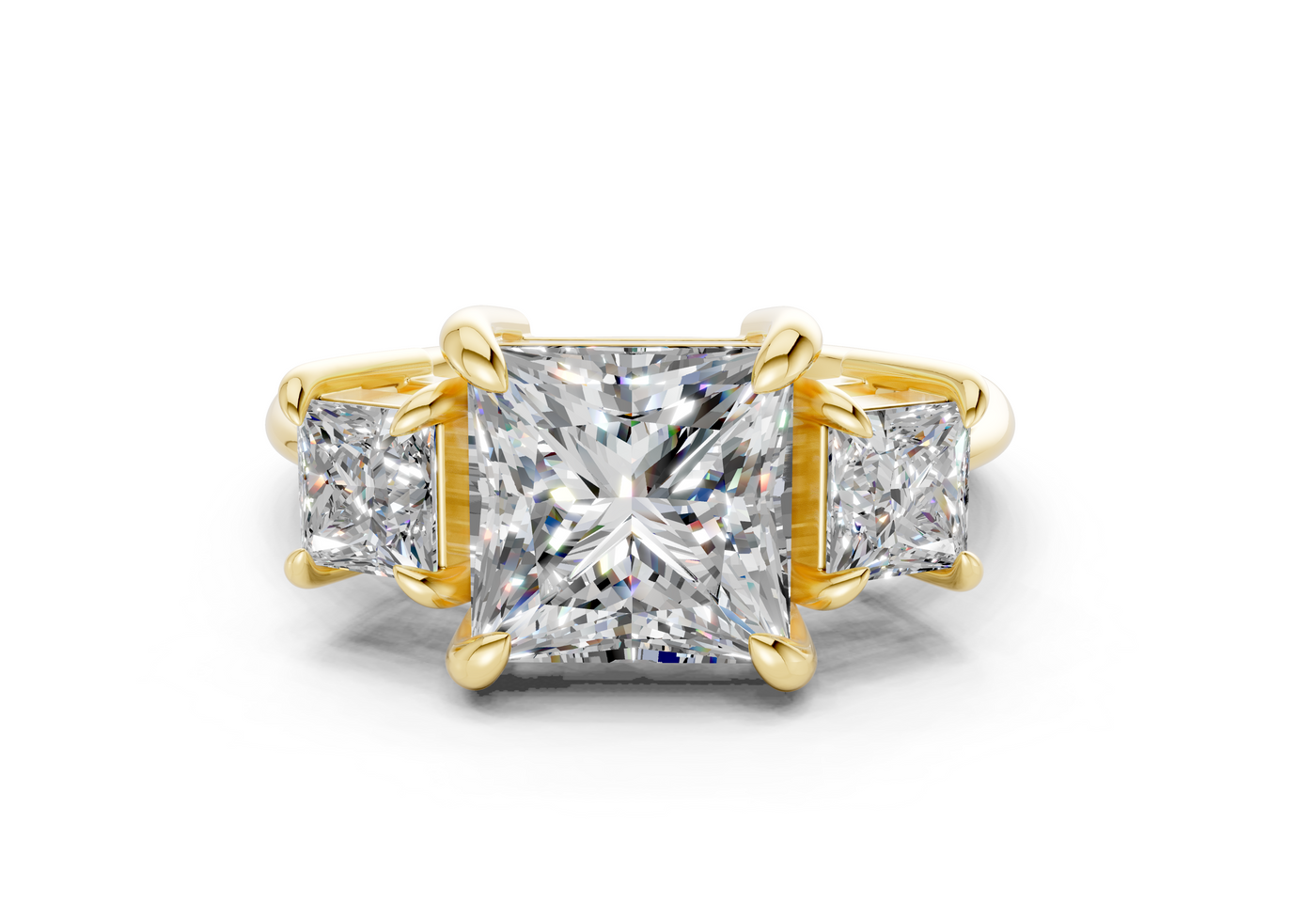 Valencia Diamond Three Stone Princess Cut 2mm Engagement Ring