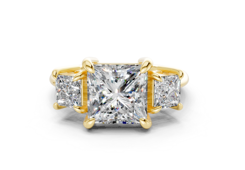 Valencia Diamond Three Stone Princess Cut 2mm Engagement Ring